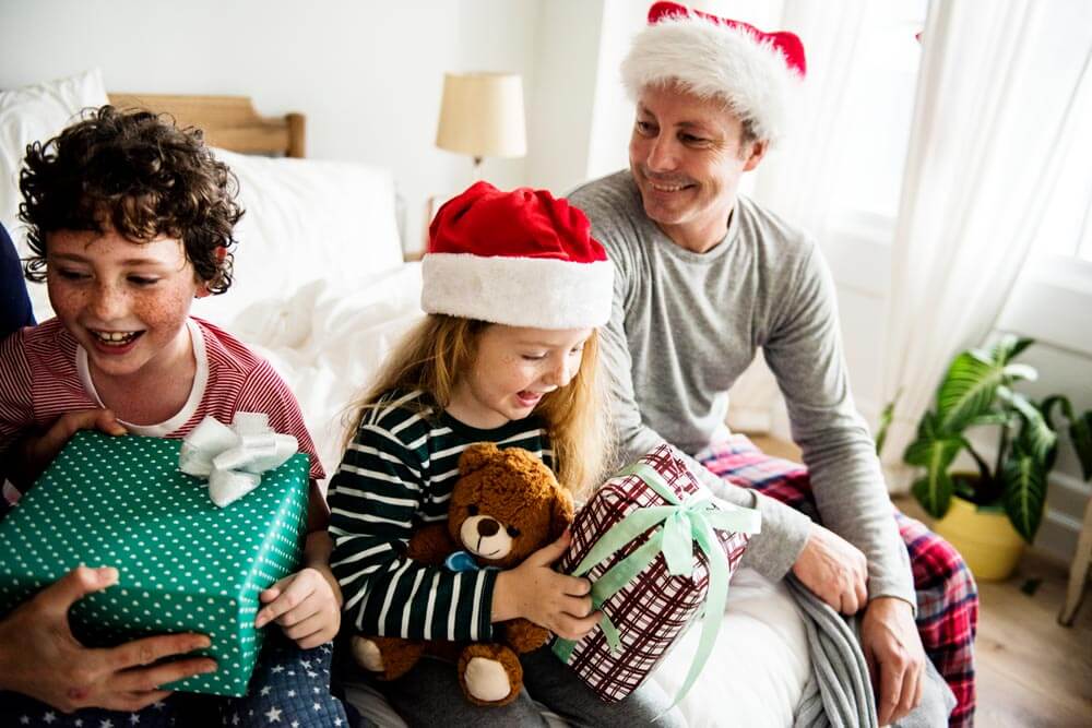 Father with children at Christmas